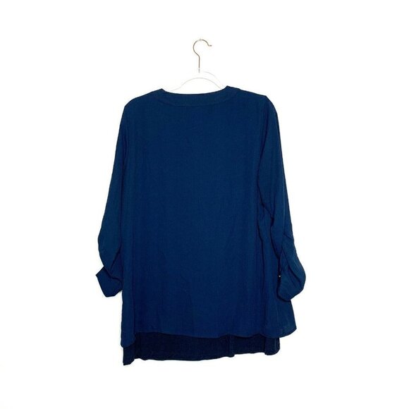 MICHAEL MICHAEL KORS Top Women Size 10 Navy Blue Inner Tank Tab Sleeve - Picture 2 of 4